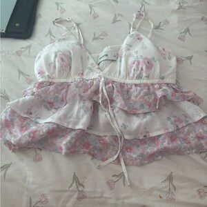 hollister babydoll floral top